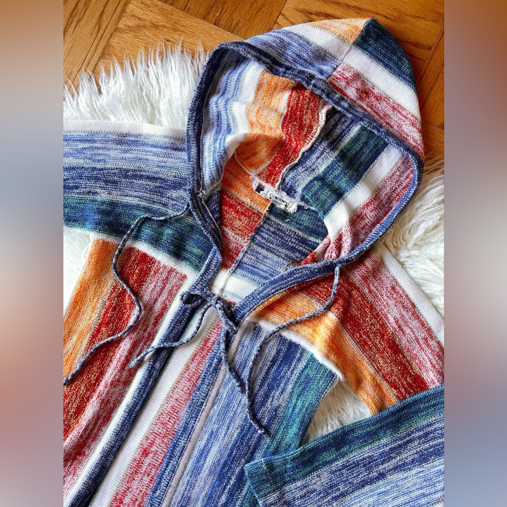 Vintage 1970’s space dyed longline hooded cardigan by Contempo Casuals